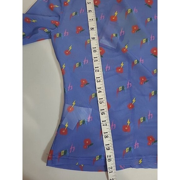 Mukzin Sheer Top Women's Size Small Blue Long Sleeves Tags Attached - Picture 7 of 12